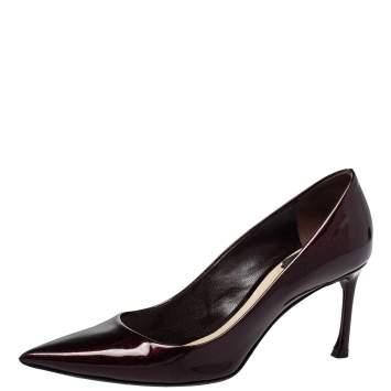 Pre Owned Dior Brown Patent Leather Pointed Toe Pumps Size 36.5