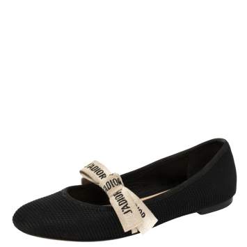 Pre Owned Dior Black Technical Fabric Miss J'Adior Ballerina Flats Size 35.5
