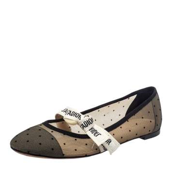 Pre Owned Dior Black Mesh Miss J'Adior Ballet Flats Size 41