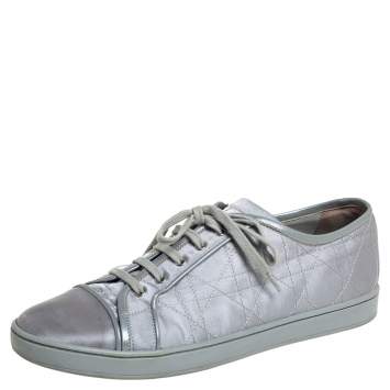 Pre Owned Dior Grey Satin Cap Toe Low Top Sneakers Size 39