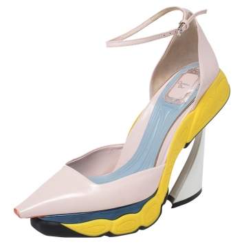 Pre Owned Dior Multicolor Leather D'orsay Ankle Strap Platform Pumps Size 40