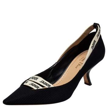 Pre Owned Dior Black/White Fabric J'Adior Pumps Size 38