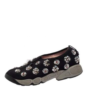 Pre Owned Dior Black Mesh  Fusion  Sneakers Size 36.5