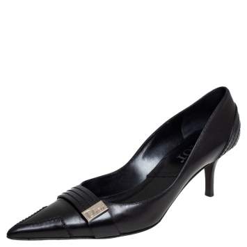 Pre Owned Dior Black Leather Pointed Toe D-orsay Pumps Size 40.5