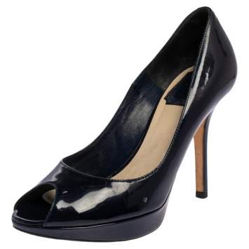 Pre Owned Dior Purple Patent Leather Miss Dior Peep Toe Pumps Size 36