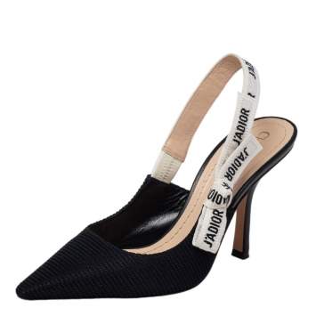 Pre Owned Dior Black Canvas J'Adior Slingback Sandals Size 38
