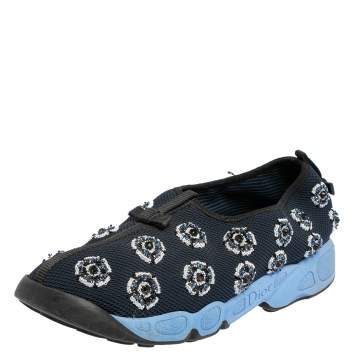 Pre Owned Dior Blue Mesh Fusion Embellished Sneakers Size 41