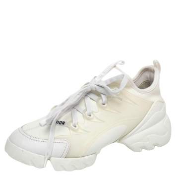 Pre Owned Dior White Leather and Rubber D-Connect Sneakers Size 36