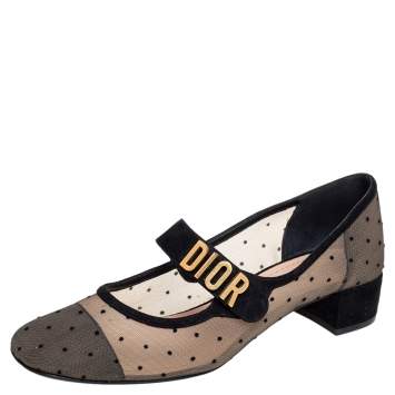 Pre Owned Dior Black Suede And Mesh Baby-D Mary Jane Pumps Size 40