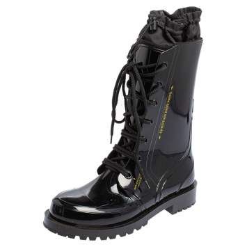 Pre Owned Dior Black Glossy Rubber Diorcamp Ankle Boots Size 40