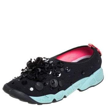Pre Owned Dior Black Mesh Fusion Sneakers Size 39