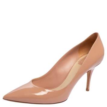 Pre Owned Dior Beige Patent Leather Pointed Toe Pumps Size 39.5