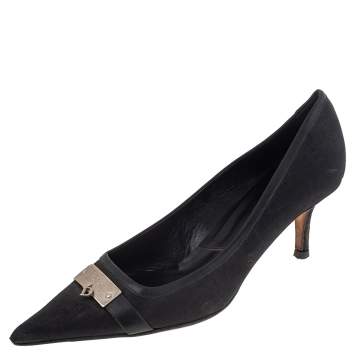 Pre Owned Dior Black Diorissimo Canvas And Leather Pointed Toe Pumps Size 40