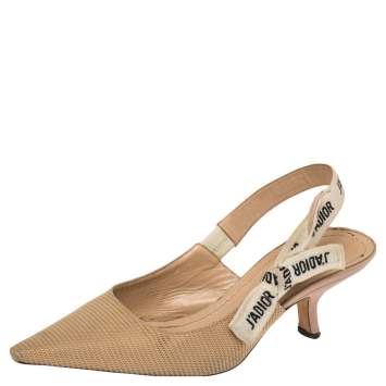 Pre Owned Dior Beige Canvas J'Adior Slingback Sandals Size 37.5
