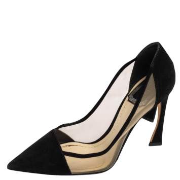 Pre Owned Dior Black Suede and Mesh Songe Pointed Toe Pumps Size 36