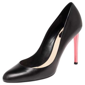 Pre Owned Dior Black/Rose Leather Sublime Pumps Size 37