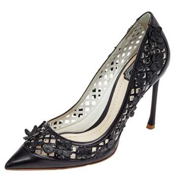Pre Owned Dior Black Leather Flore Pointed Toe Pumps Size 37