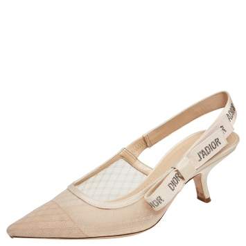 Pre Owned Dior Beige Lace J'Adior Slingback Sandals Size 40.5