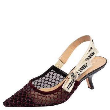 Pre Owned Dior Purple/Black Mesh J'Adior Slingback Sandals Size 38