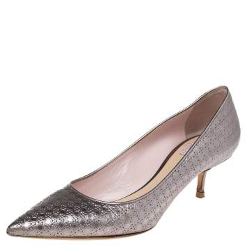 Pre Owned Dior Metallic Purple Cannage Leather Cherie Pointed Toe Pumps Size 39