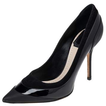 Pre Owned Dior Black Leather Pointed Toe Pumps Size 36