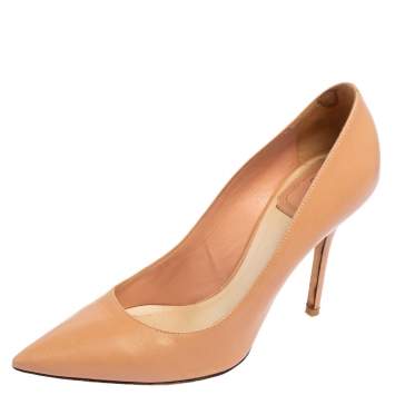 Pre Owned Dior Beige Leather Cherie Pointed Toe Pumps Size 36