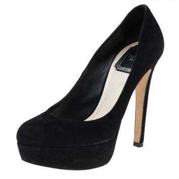Pre Owned Dior Black Suede Platform Pumps Size 37