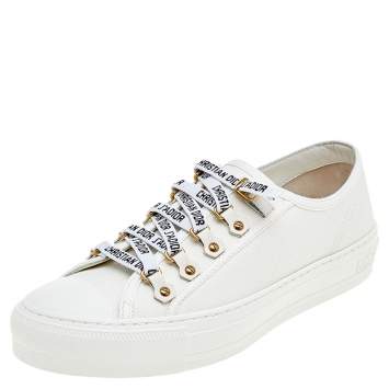 Pre Owned Dior White Canvas And Leather Walk'n'Dior Sneakers Size 38