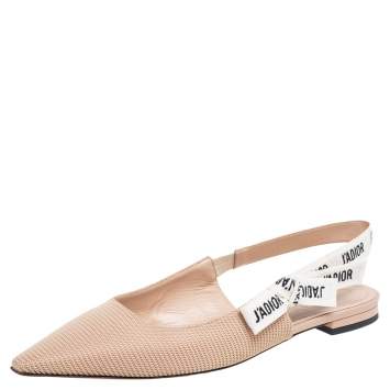 Pre Owned Dior Beige Technical Fabric J'Adior Ballerina Slingback Flats Size 40