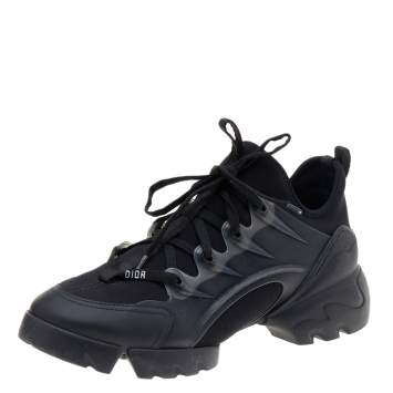 Pre Owned Dior Black Leather And Neoprene D-Connect Low Top Sneakers Size 41
