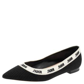 Pre Owned Dior Black Technical Fabric J'adior Pointed Toe Ballet Flats Size 36