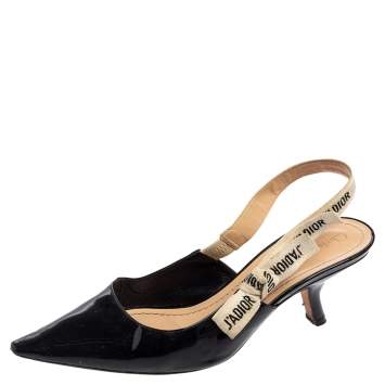 Pre Owned Dior Black Patent Leather J'adior Slingback Pumps Size 40