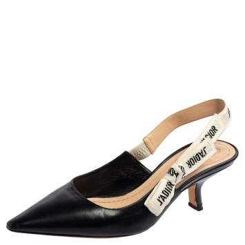Pre Owned Dior Black Leather J'Adior Slingback Pumps Size 37