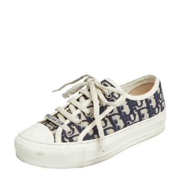 Pre Owned Dior Black/White Walk'n'Dior Canvas Sneakers Size 34.5