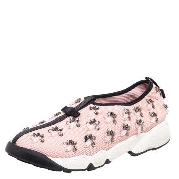 Pre Owned Dior Pink/Black  Mesh Fusion Embellished Sneakers Size 40