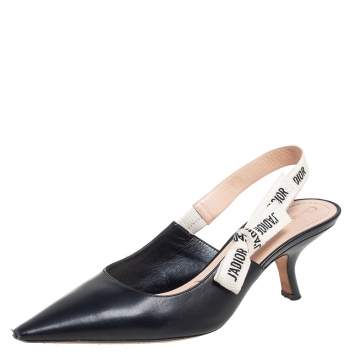 Pre Owned Dior Black Leather J'Adior Pointed-Toe Slingback Sandals Size 41