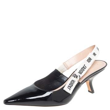 Pre Owned Dior Black Patent Leather J'adior Slingback Sandals Size 39
