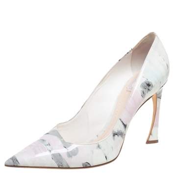 Pre Owned Dior Multicolor Printed Patent Leather Pointed-Toe Pumps Size 40 