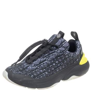 Pre Owned Dior Blue/Black Fabric And Rubber Sneakers Size 38