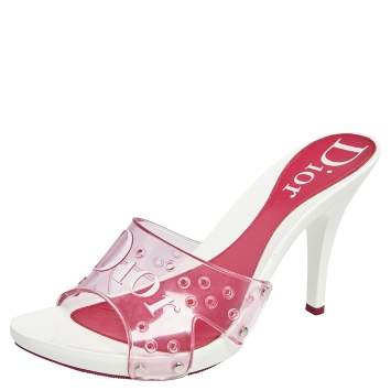 Pre Owned Dior White/Pink Jelly Open Toe Sandals Size 41