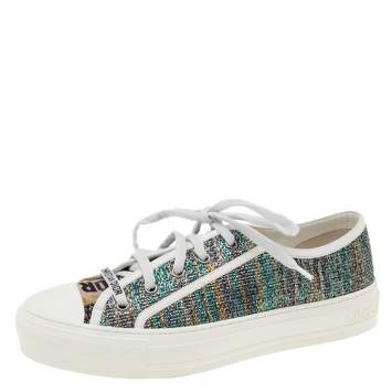 Pre Owned Dior Multicolor Metallic Foil Fabric Walk'n'Dior Low-Top Sneakers Size 38