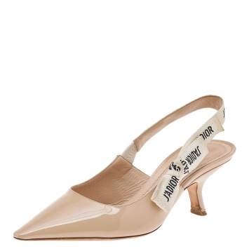 Pre Owned Dior Beige Patent Leather J'Adior Slingback Sandals Size 37