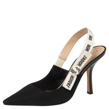 Pre Owned Dior Black Canvas J'adior Slingback Pumps Size 39.5