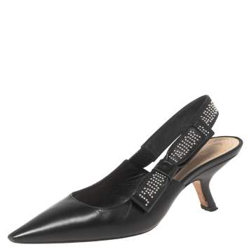 Pre Owned Dior Black Leather J'adior Slingback Sandals Size 35