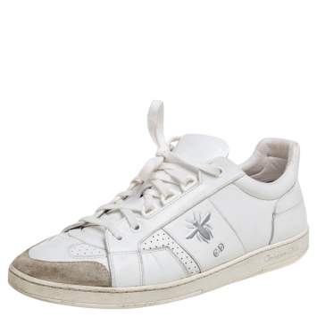 Pre Owned Dior White/Grey Leather And Suede D Bee Low Top Sneakers Size 40