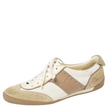 Pre Owned Dior Multicolor Canvas And Leather Lace Up Sneakers Size 37.5