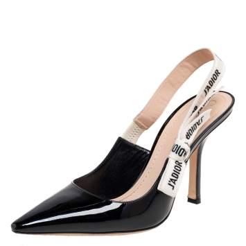 Pre Owned Dior Black Patent Leather J'adior Slingback Pumps Size 40