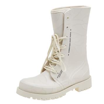 Pre Owned Dior Off White Rubber Diorcamp Ankle Boots Size 39