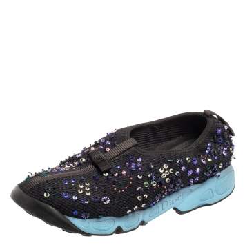 Pre Owned Dior Black Mesh Fusion Sneakers Size 37.5