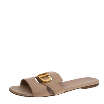 Pre Owned Dior Beige Leather 30 Montaigne Slide Flat Sandals Size 41